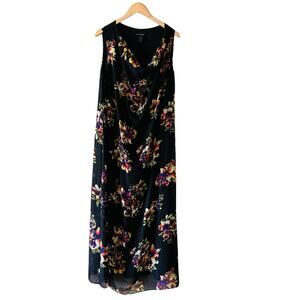 Ashley Stewart Floral Print Cowl Neck Sleeveless Maxi Dress Size 14 Multicolored